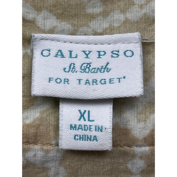 Calypso St Barth x Target Womens Tunic Top XL Tan White‎ Cotton Batik Boho Beach - Picture 4 of 8